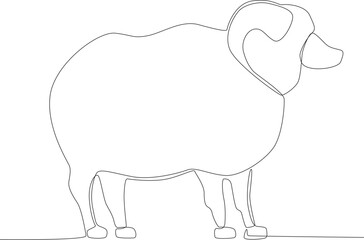 A fat sheep for the Eid al-Adha sacrifice. Eid al-Adha one-line drawing