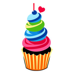 Cupcake vector clip art on white background 