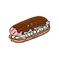 Hand drawn vector illustration, cakes and pastries, sketch in doodle style.