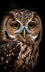 The intense gaze of a real owl, its eyes glowing with intelligence and curiosity, creates a captivating portrait of this nocturnal predator.