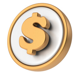 Dollar sign. 3D coin. 3D illustration.