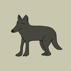 Vector isolated illustration of a cartoon wolf. Children's wolf print.