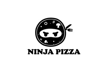 Fototapeta premium ninja pizza vector art logo design template