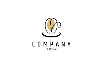 Coffee bean vector logo form a cup in continuous line design style