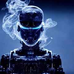 robot with smoke