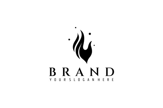 flame logo vector with black color flat design style