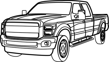 pick up truck line design illustration vector art