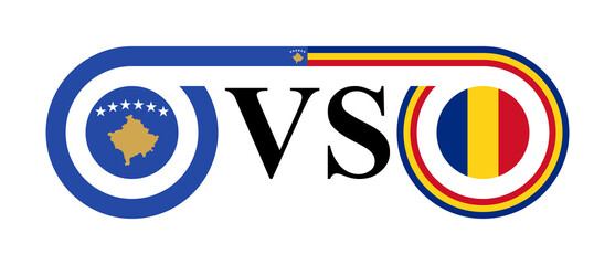 the concept of kosovo vs romania  . vector illustration isolated on white background	