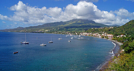 Panoramic of Saint-Pierre, Martinique Island, France - obrazy, fototapety, plakaty