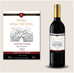 wine label, bottle wine, classic style, chateau, wine bottle, red wine, design, gold stamping, shield, vector