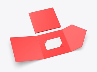 Cardholder And Plastic Card Mockup Blank Template, 3d render illustration.