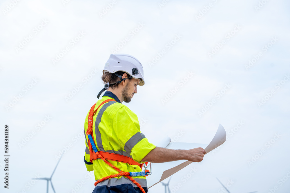 Poster engineer working with wind turbines.