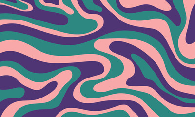 Psychedelic swirl groovy pattern.Groovy liquid background in trendy 70s, 80s style.Vector illustration