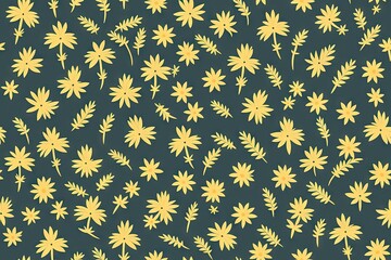 Monstera green leaves or Monstera Deliciosa background. Seamless flat painting. Beautiful tribal generative ai art background., palm, rubber plant, pine, bird’s nest fern