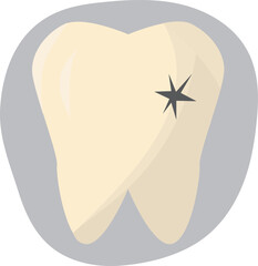 Tooth affected by caries. Diseases of the teeth. High quality vector illustration.