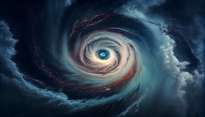 A hurricane in the sea top view. Ai generated image