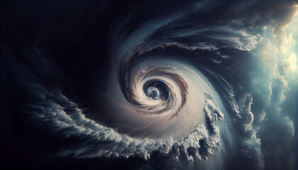 A hurricane in the sea top view. Ai generated image