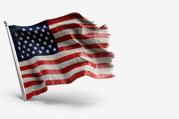 Obraz premium American flag waving in the wind on the white background.