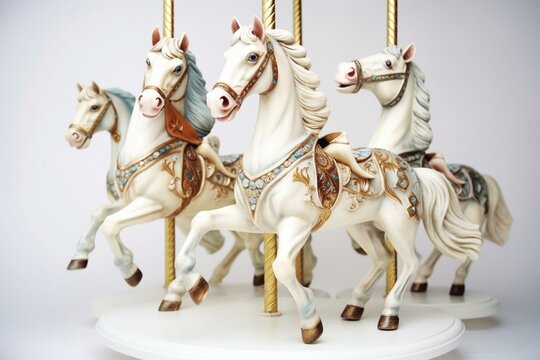 carousel horses on a white. Generative AI