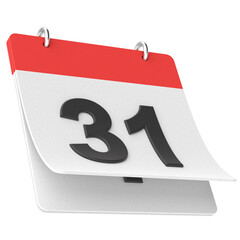 31st. Thirty-First day of month. Calendar. 3D illustration.