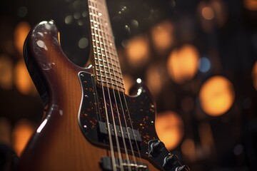 Obraz premium Bass instrument illustration, music concept, background bokeh. Generative AI