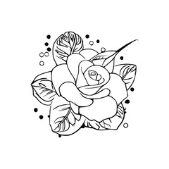 Beautiful Roses Coloring Book, Roses Coloring page, Roses line art, Outline flowers, Doodles in black and white, Flowers Coloring Book,Vector illustration