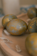 gold and blue easter eggs