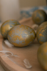 gold and blue easter eggs