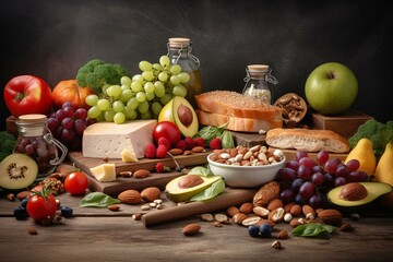 Obraz na płótnie Canvas Balanced diet food background. Generative AI