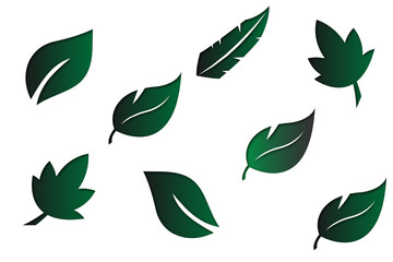 Vector set of paper cut leaves background
