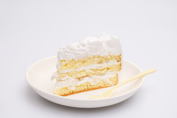 Tasty Coconut Cake on iSolated White Background, Delicious Healthy Homemade Cake