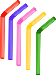 Obraz premium plastic straws of different colors set illustration simple