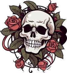 teschio con rose 04