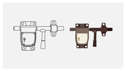 Isolated grey signs on white background. Flat vector illustration.Icons closed lock and open lock. Symbols security. 