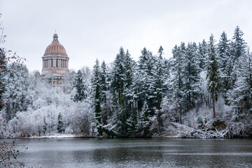 State Capitol and Winter Colors at the Lake