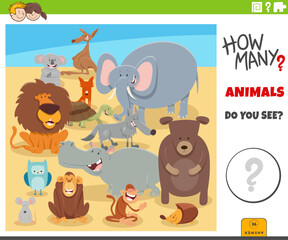 counting cartoon wild animals educational game