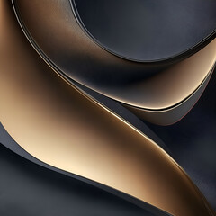 abstract background with wave - black and gold color background - abstract background - Generative AI