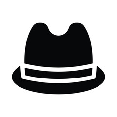 fedora hat solid icon illustration vector graphic