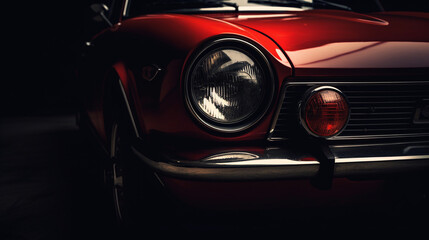  closeup of headlights on a vintage sport car wallpaper Ai Generative	
