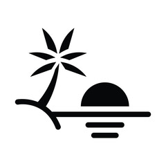 beach solid icon illustration vector graphic