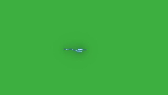 Animation video loop real electric lightning effect on green screen background .