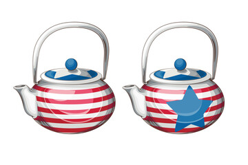 4th of July Patriotic Concept. Independence Day design element teapots