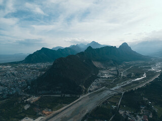 Aerial views of mountain ranges in Antalya /Turkey