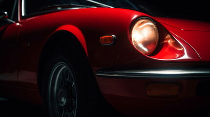  closeup of headlights on a vintage sport car wallpaper Ai Generative	
