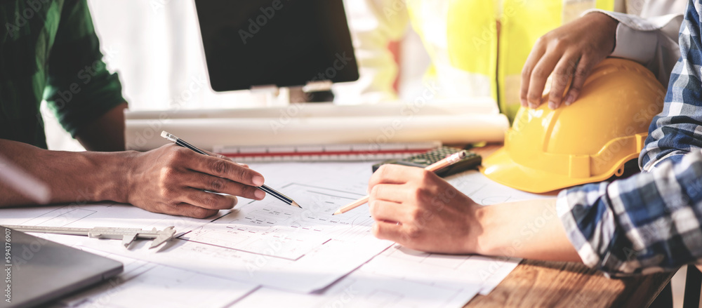 Wall mural construction and engineer structure concept of engineer working