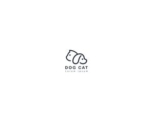 Dog and cat logo design template vector, line of pet logo design suitable for pet shop, store, cafe, business, hotel, veterinary clinic, Domestic animal vector illustration logotype, sign, symbol