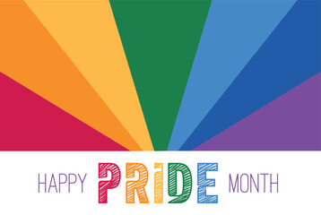 Pride month lgbt horizontal banner template. Happy Pride Month banner. Gay parade annual summer event. Vector Banner for Gay Pride Month. LGBT Text Banner with rainbow background.