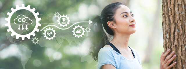 Renewable energy-based green businesses can limit climate change and global warming, Sustainable development and business based on renewable energy, Reduce CO2 emission and co2 footprint concept