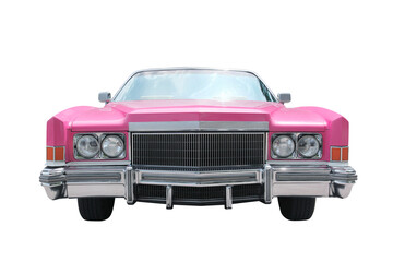 Beautiful US vintage convertible in pink, exempted for image montages.  - obrazy, fototapety, plakaty