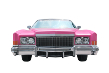 Beautiful US vintage convertible in pink, exempted for image montages. 